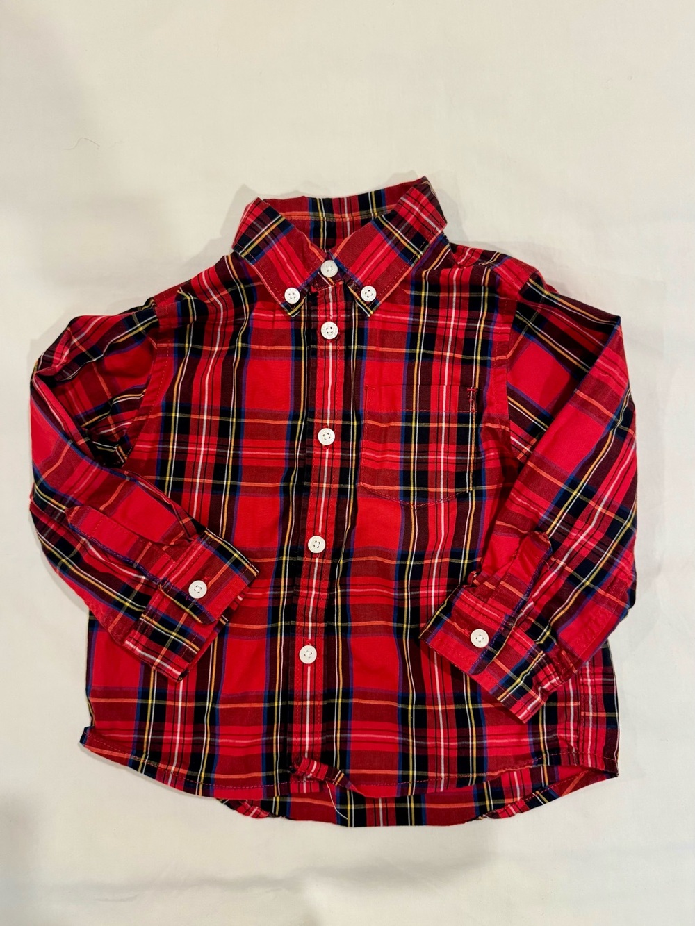 Crewcuts Red Holiday Plaid Button-Down Toddler Shirt
